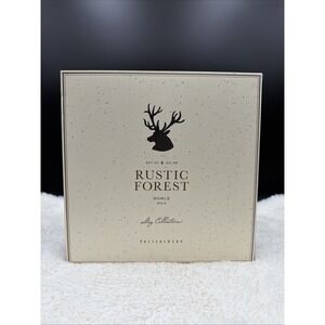 Set/4 Pottery Barn Rustic Forest Bowls Reindeer Deer Stag Christmas Antlers